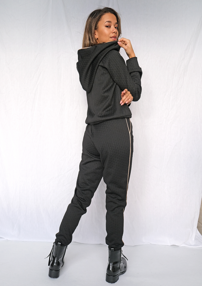 Spodnie żakard z detalami Nude