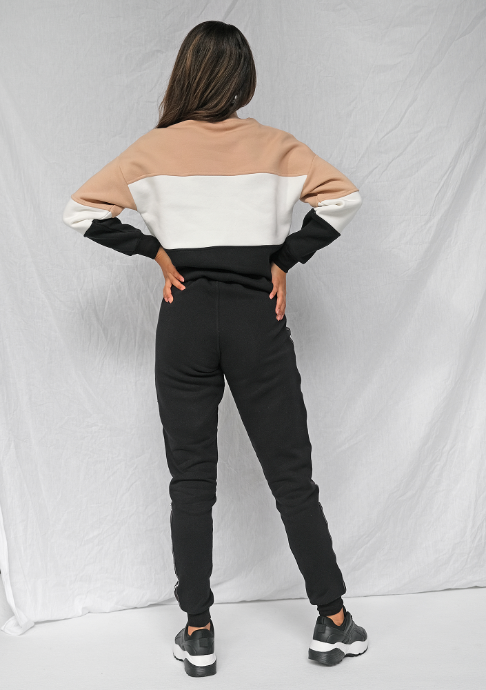 Bluza dresowa z lampasem logo Taupe ILM