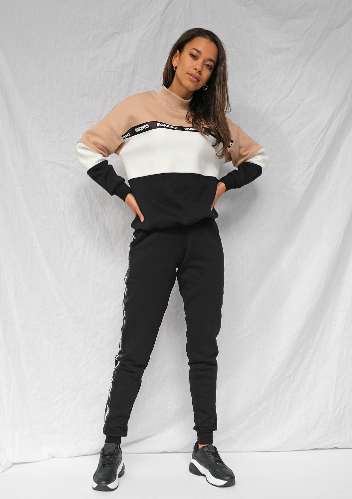 Dresowe spodnie z lampasami logo Czarne