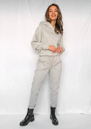 Bluza z kapturem z dzianiny Pik Szara