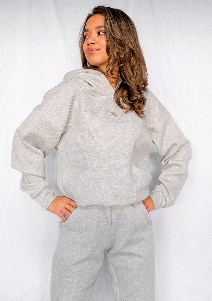 Bluza z kapturem z dzianiny Pik Szara