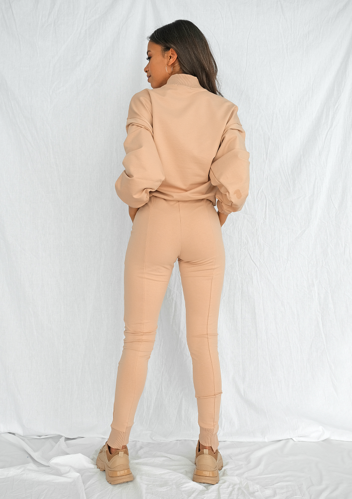 Spodnie bawełniane z asymetrią warm taupe ILM