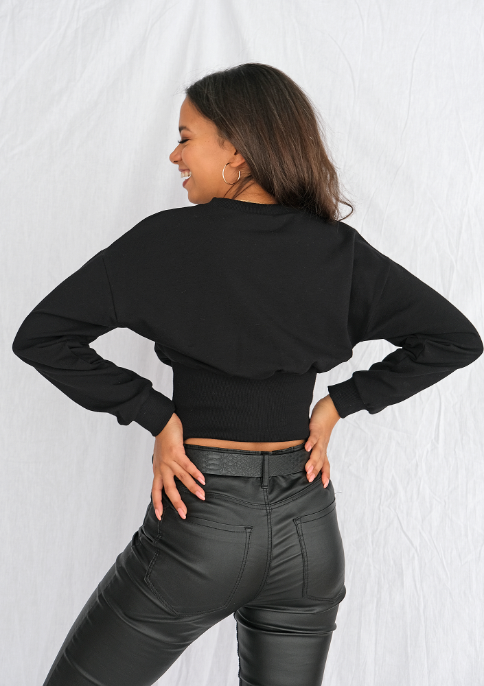 Bluza crop z wysokim ściągaczem Czarna ILM