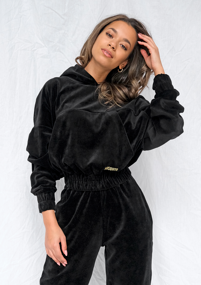 Welurowa bluza o luźnym kroju Czarna  ILM