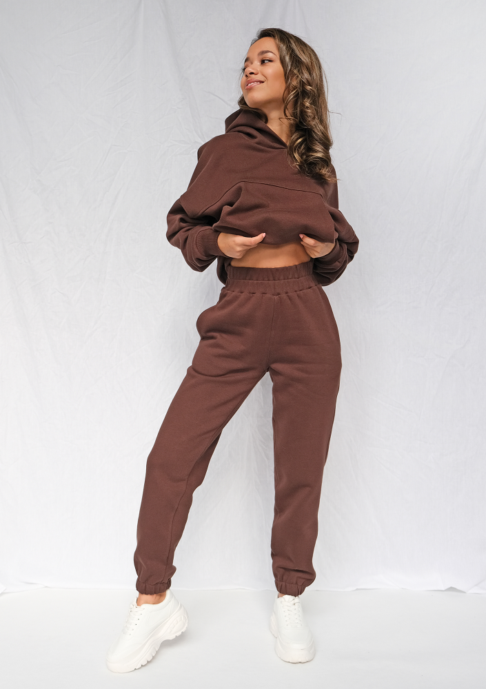 Bluza kangurka o luźnym kroju Czekoladowa ILM