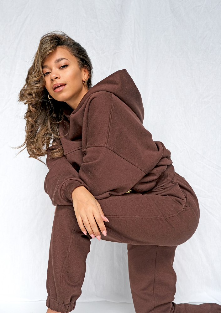 Bluza kangurka o luźnym kroju Czekoladowa ILM