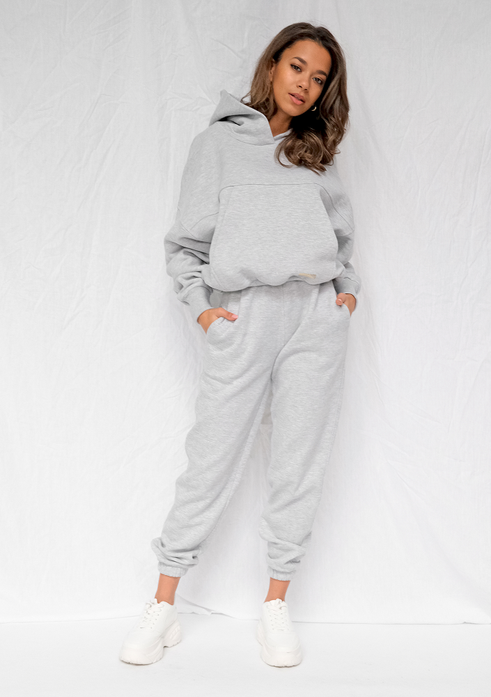 Bluza kangurka o luźnym kroju Szara ILM