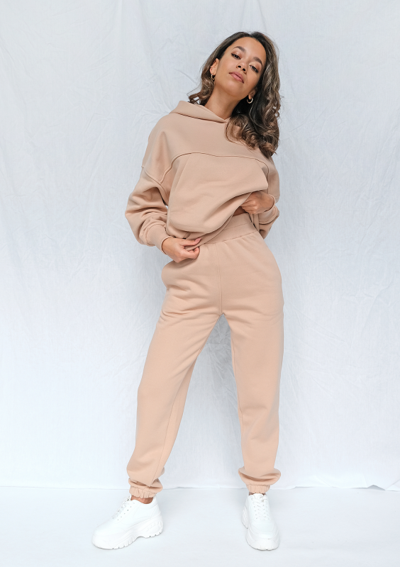 Bluza kangurka o luźnym kroju Taupe ILM