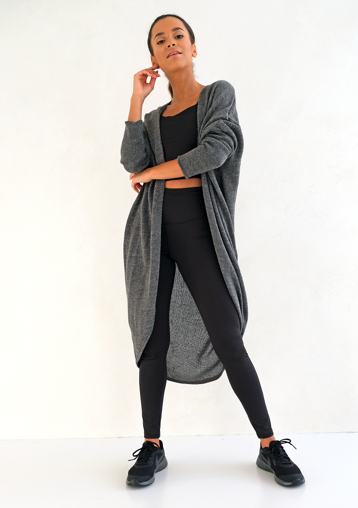 Long lightweight cardigan in dark grey