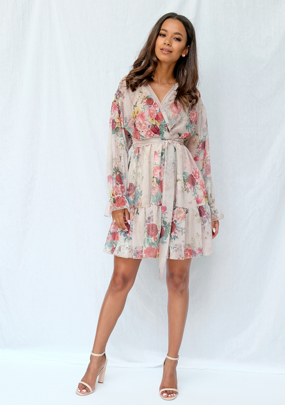 Sukienka z szyfonu powder