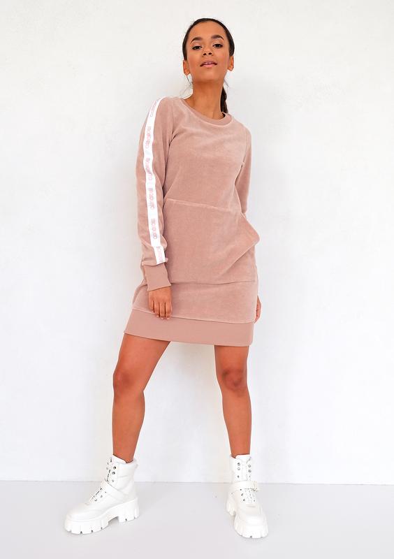 Sukienka frotte z lampasami Beige ILM