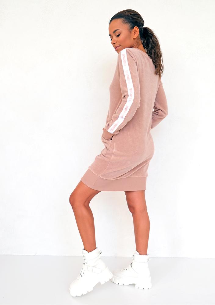 Sukienka frotte z lampasami Beige ILM