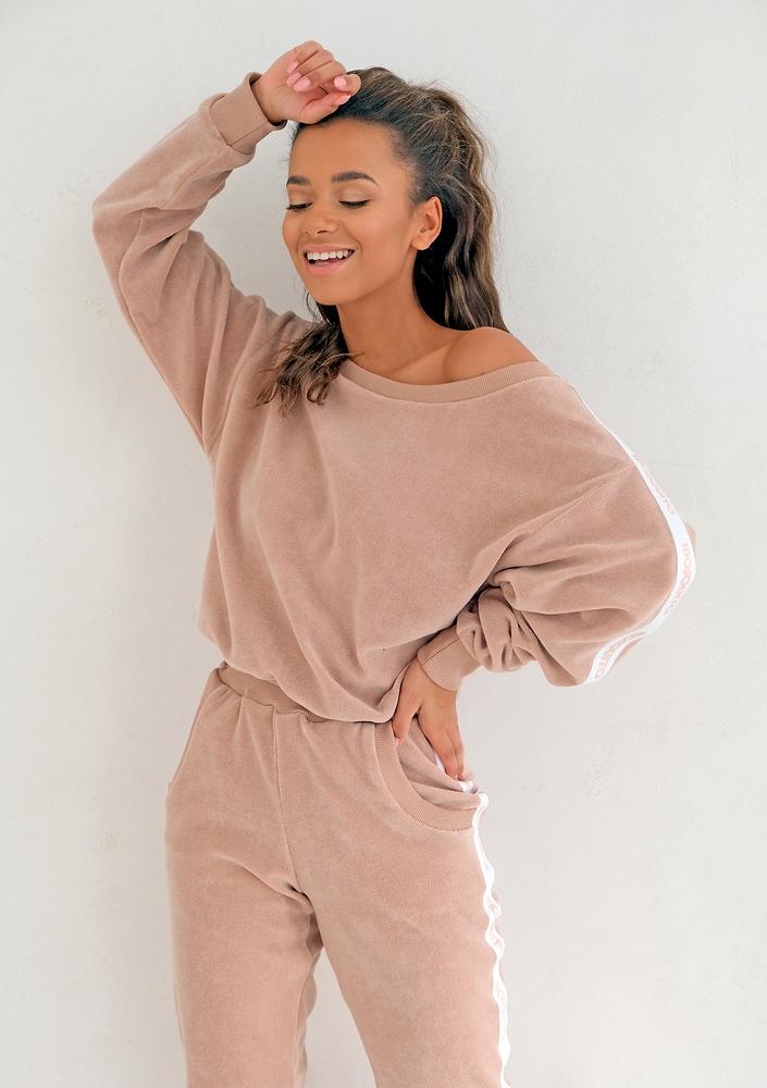 Loose Fit terry cloth sweatshirt beige