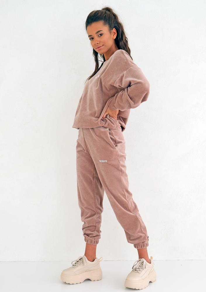 Coffe Beige velvet loose fit sweatpants