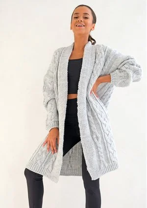 Long Grey Cardigan Plait