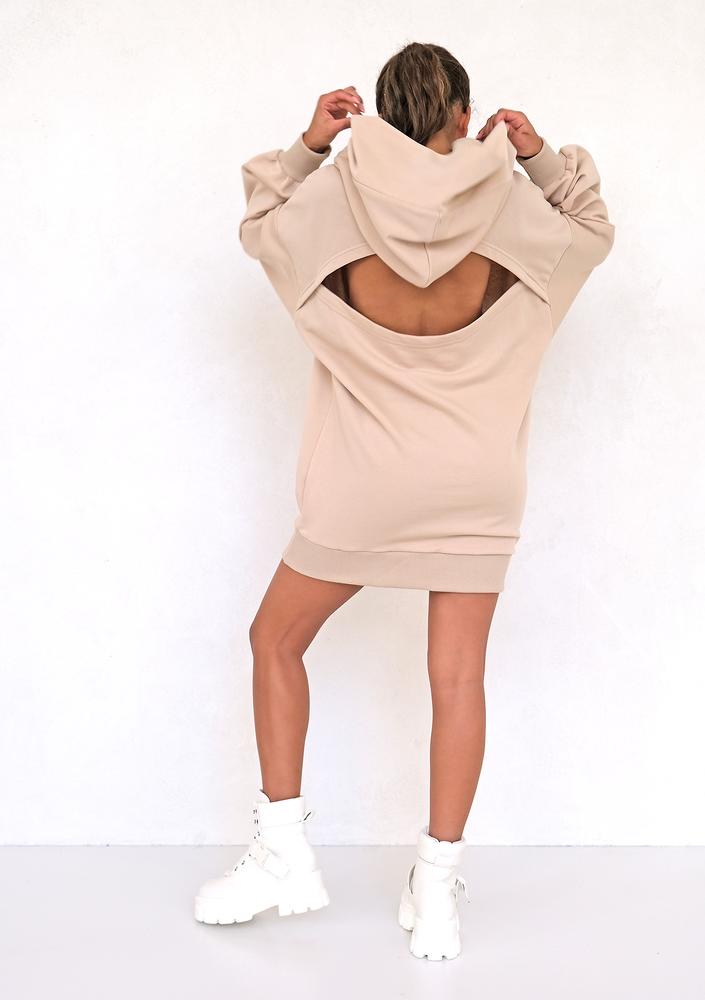 Back cutout dress Beige