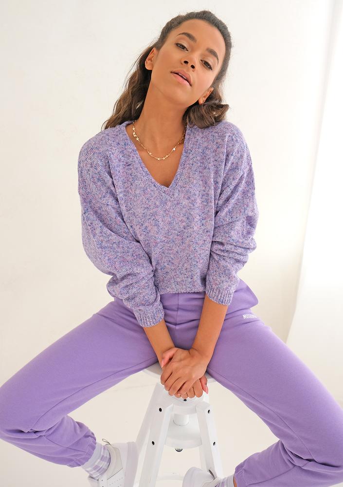 Short lila melange cardigan