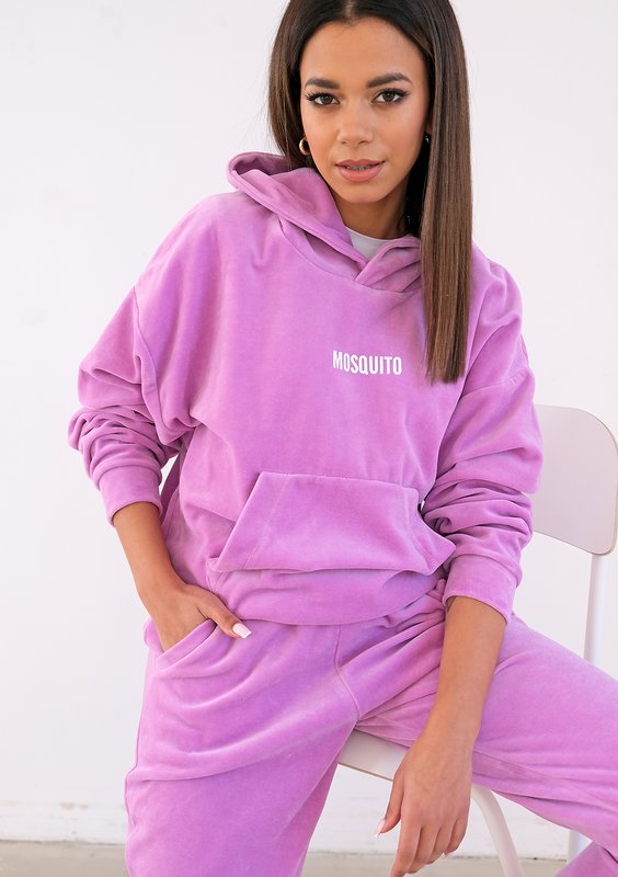 Bluza welur z kapturem