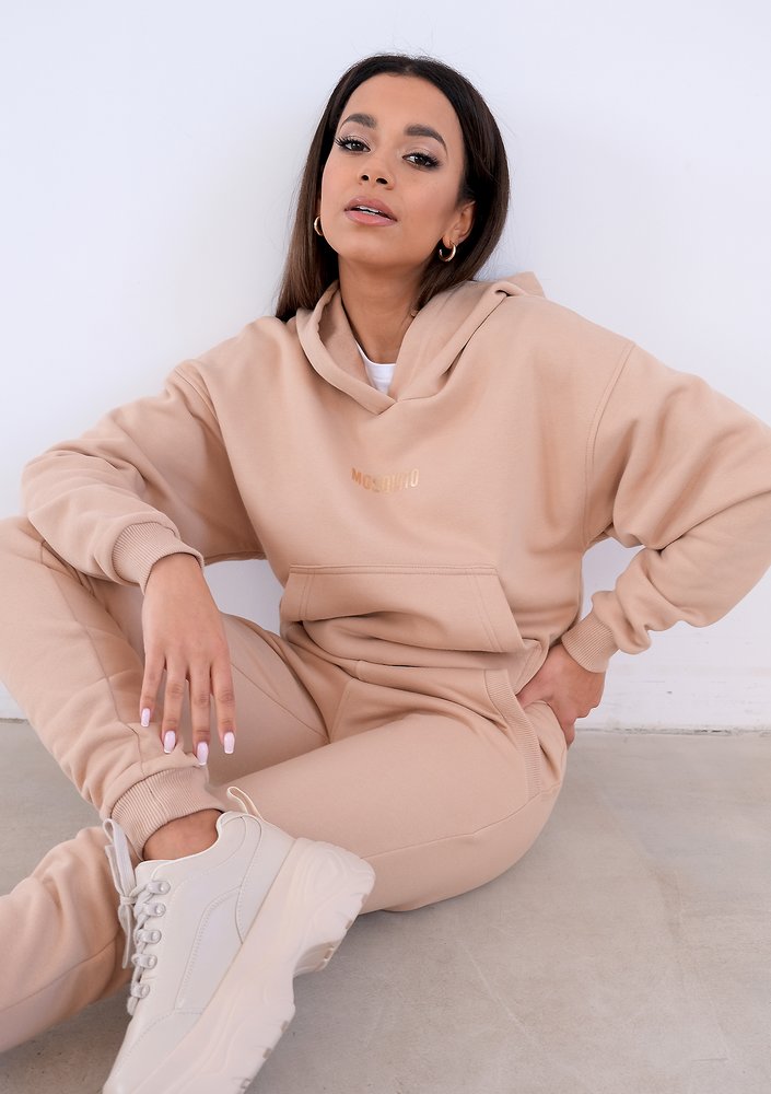 Bluza z kieszenią i kapturem Beżowa ILM