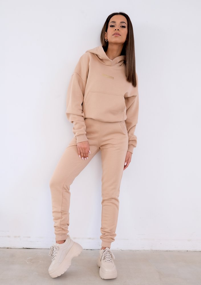 Bluza z kieszenią i kapturem Beżowa ILM