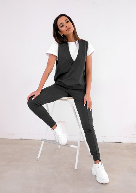 Spodnie bawełniane z asymetrią Czarne ILM