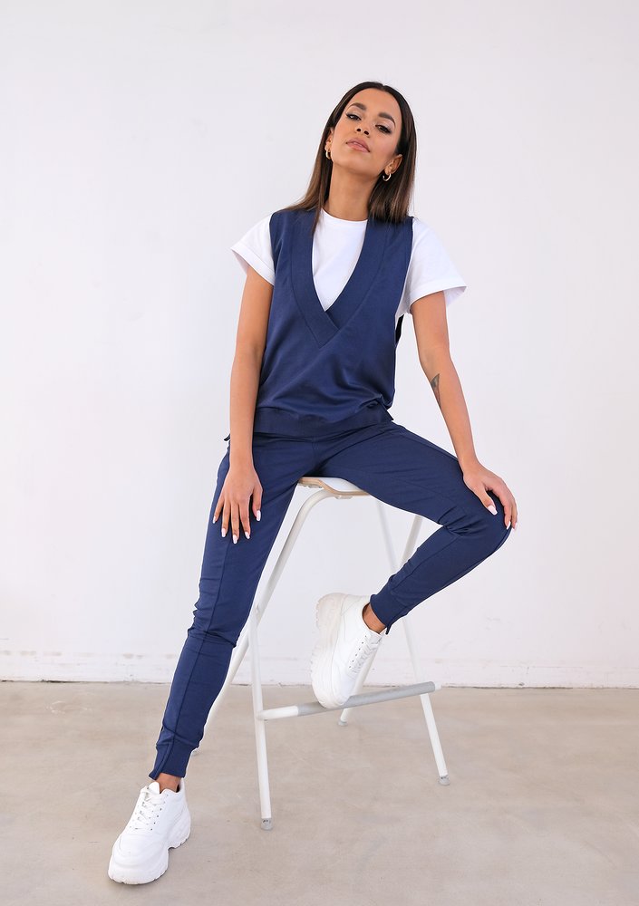 Navy blue cotton jerkin