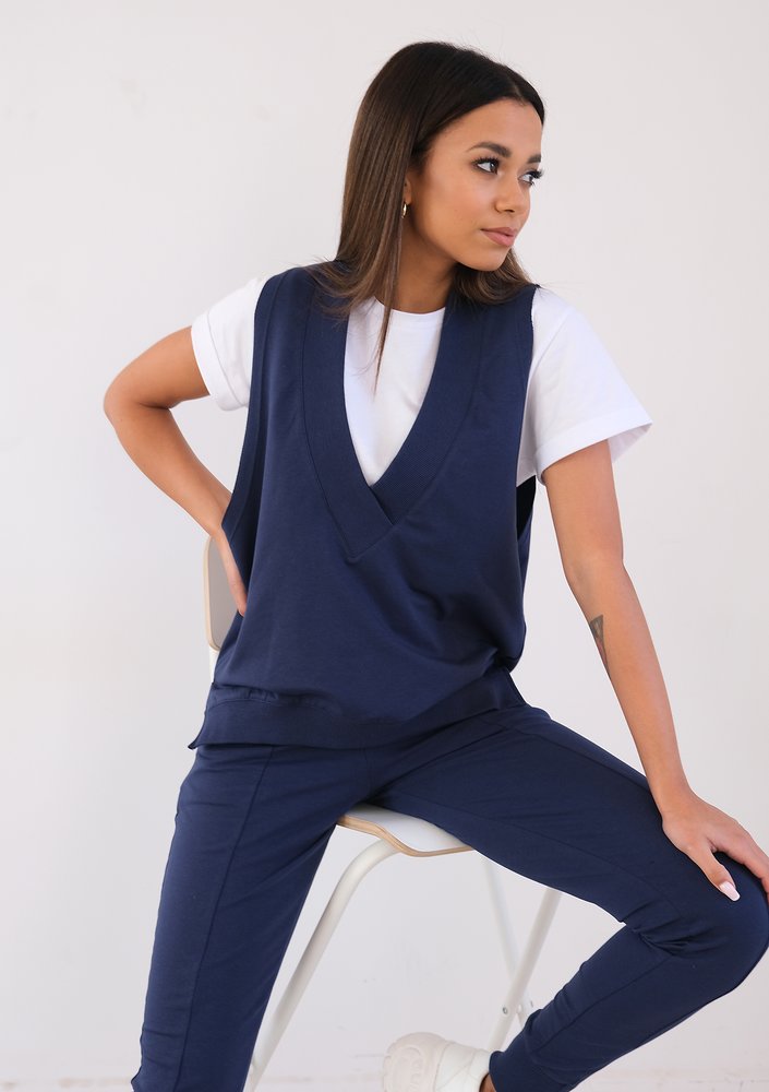 Navy blue cotton jerkin