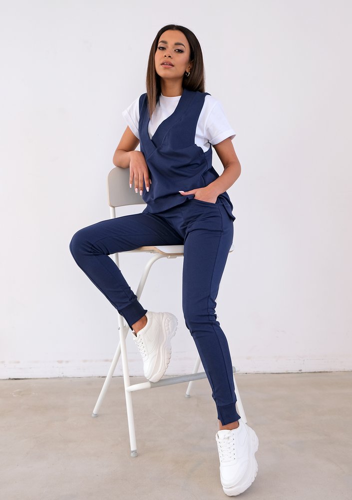 Navy blue cotton jerkin