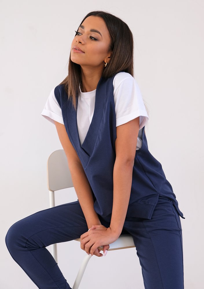 Navy blue cotton jerkin