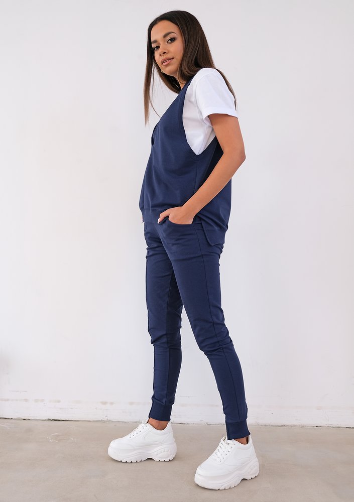 Navy blue cotton jerkin