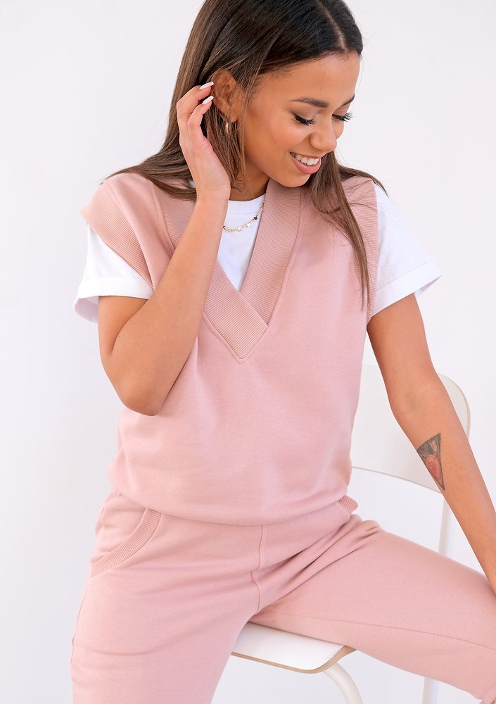 Powder pink cotton jerkin