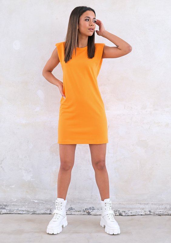 Mini orange dress with shoulder pads