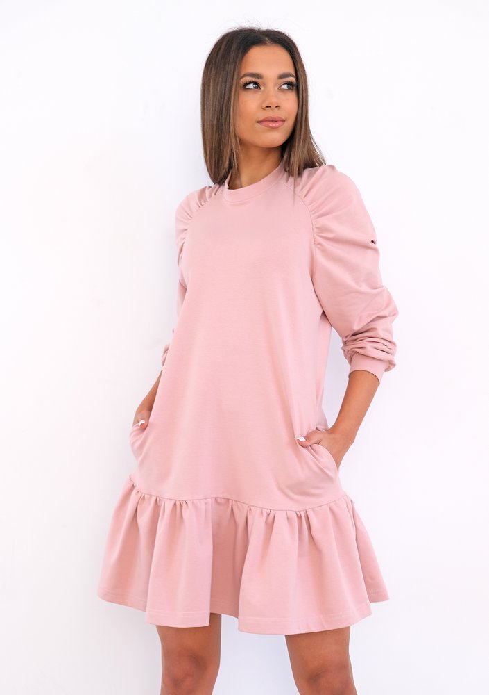 Frilled powder cotton dress