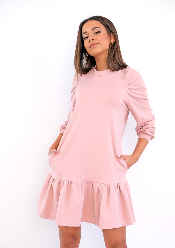 Frilled powder cotton dress