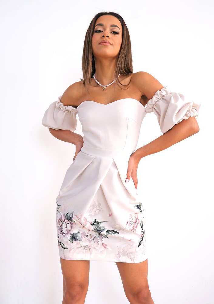 Gorsetowa sukienka z borderem Nude