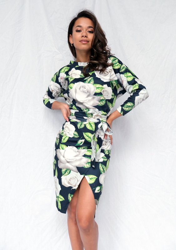 Midi dress White Roses