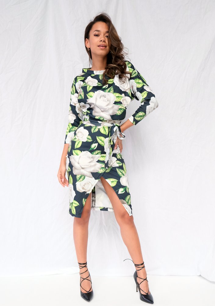 Midi dress White Roses