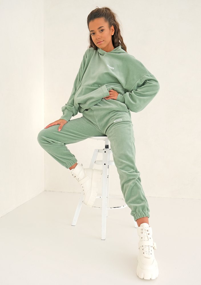 Welurowa bluza z kapturem Smoke Mint ILM