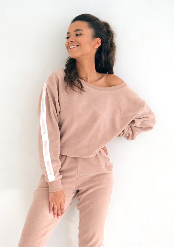 Loose Fit terry cloth sweatshirt beige