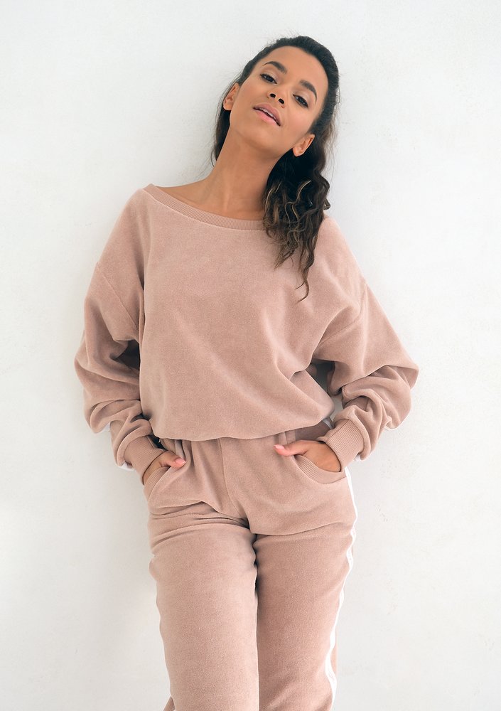 Loose Fit terry cloth sweatshirt beige