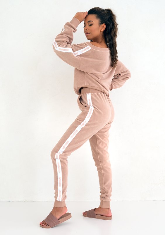 Spodnie frotte z lampasami Beige ILM
