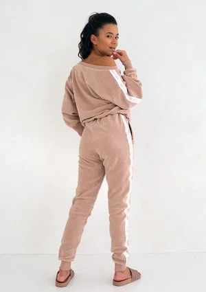 loose fit terry cloth sweatpants beige