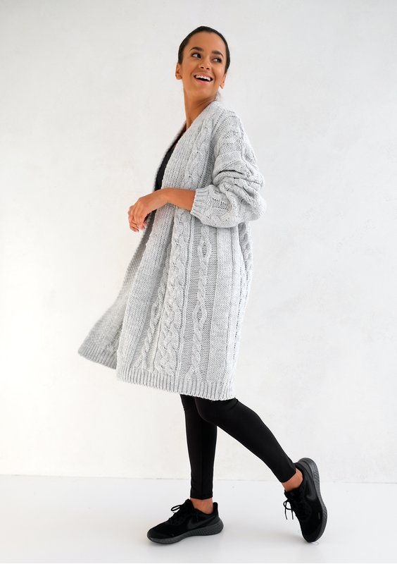 Kardigan w warkocze Grey ILM A