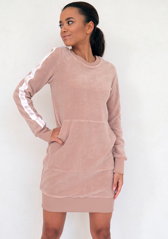 Sukienka frotte z lampasami Beige ILM