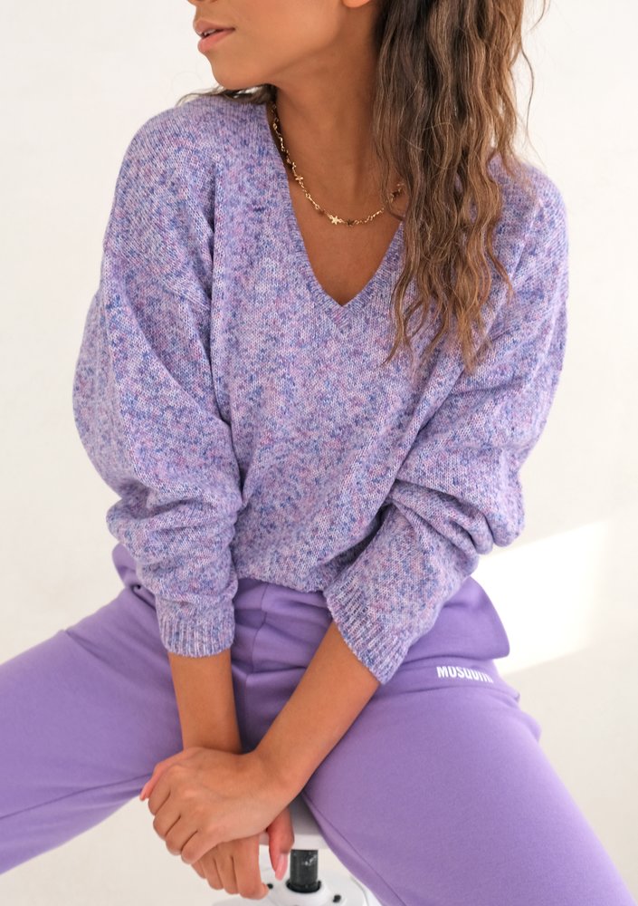 Short lila melange cardigan