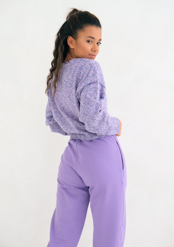 Short lila melange cardigan