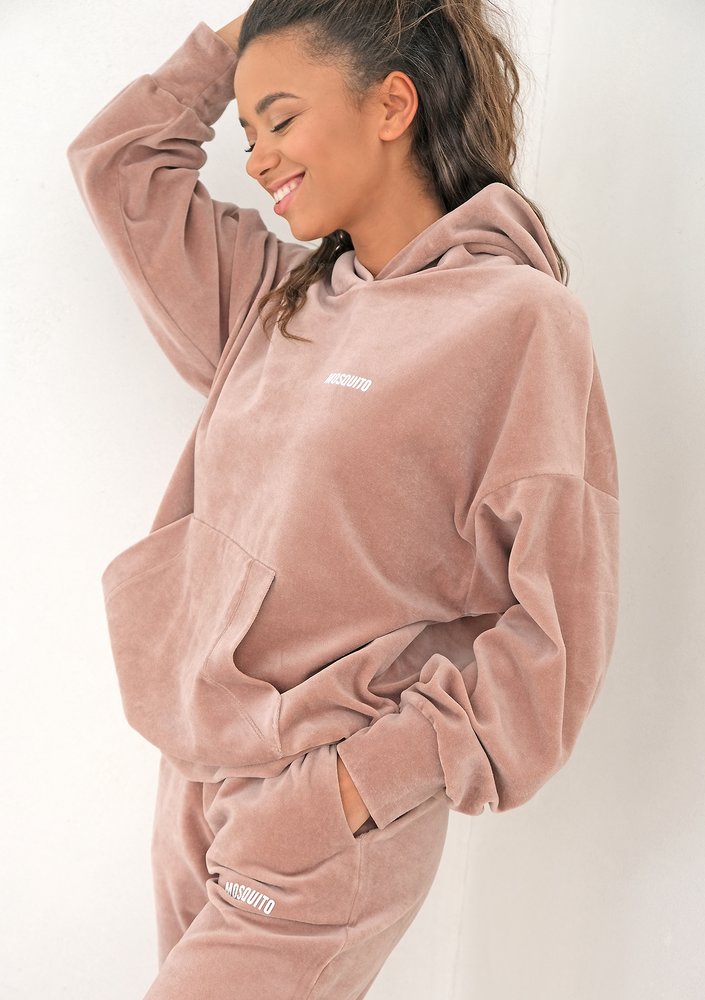 Coffe Beige velvet hoodie sweatshirt