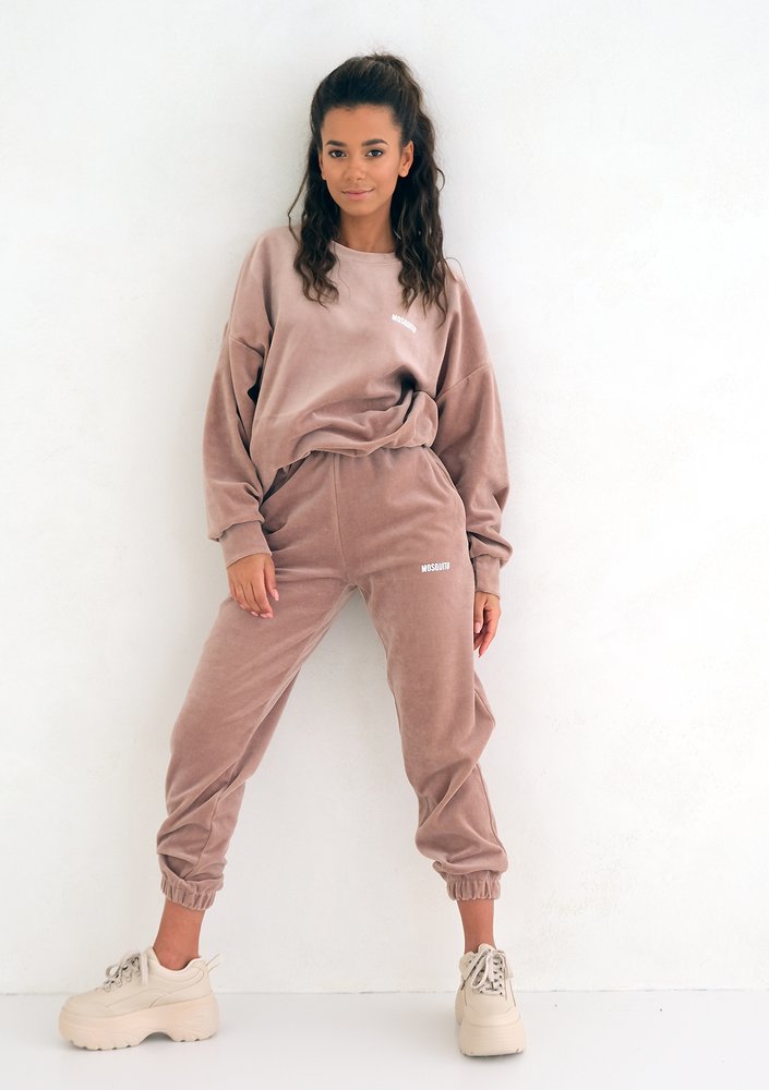 Coffe Beige velvet hoodie sweatshirt