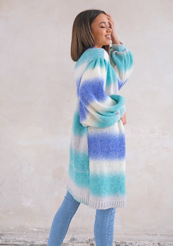 Cardigan with puffed sleeves Ombre Tropic Sea