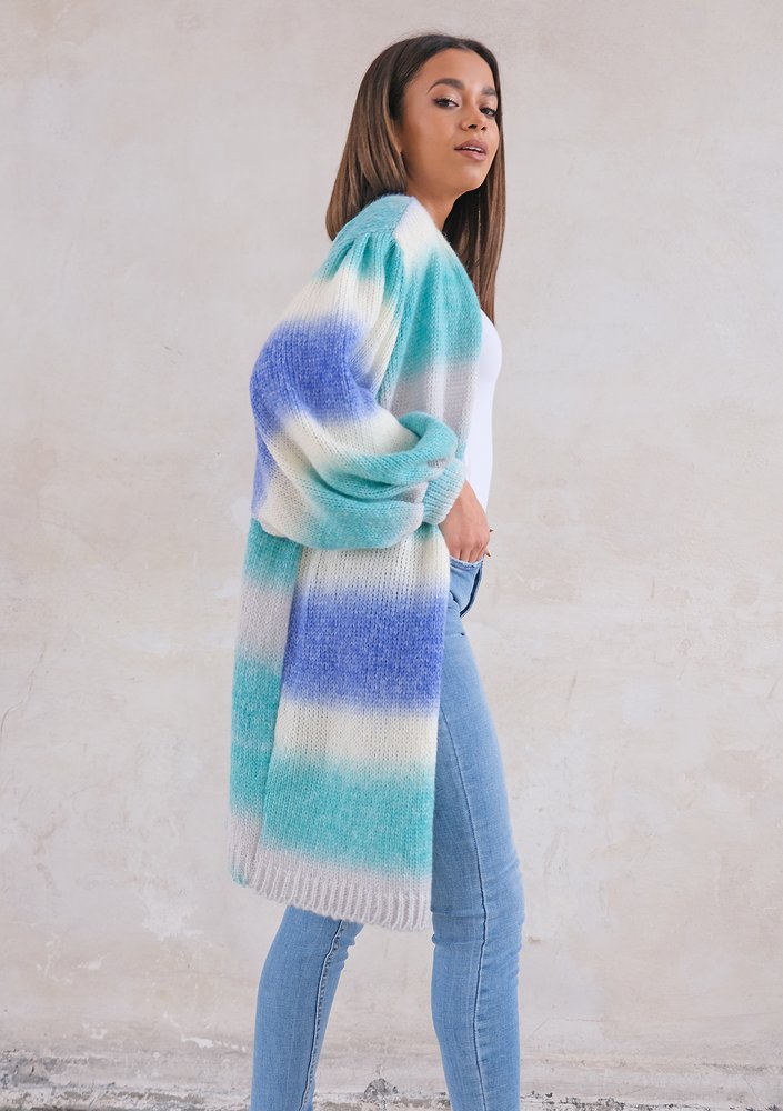 Cardigan with puffed sleeves Ombre Tropic Sea